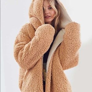 Silence + Noise Brown Sherpa Sweater Jacket